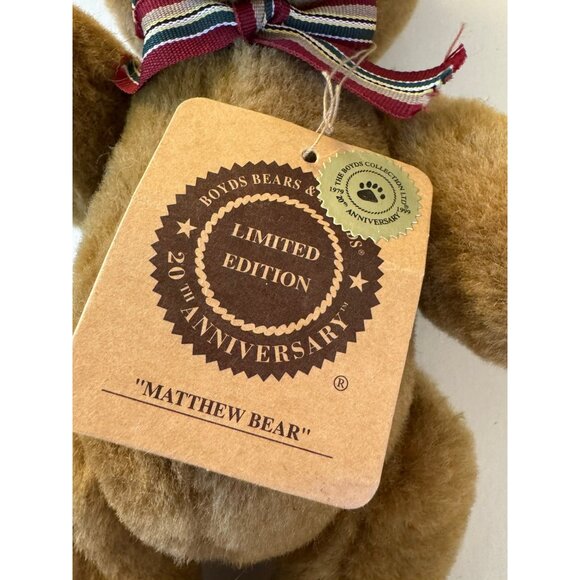 Boyds Bears Matthew Bear 20th Anniversary Edition 1999 Brown Teddy Wool A3 - Picture 2 of 3